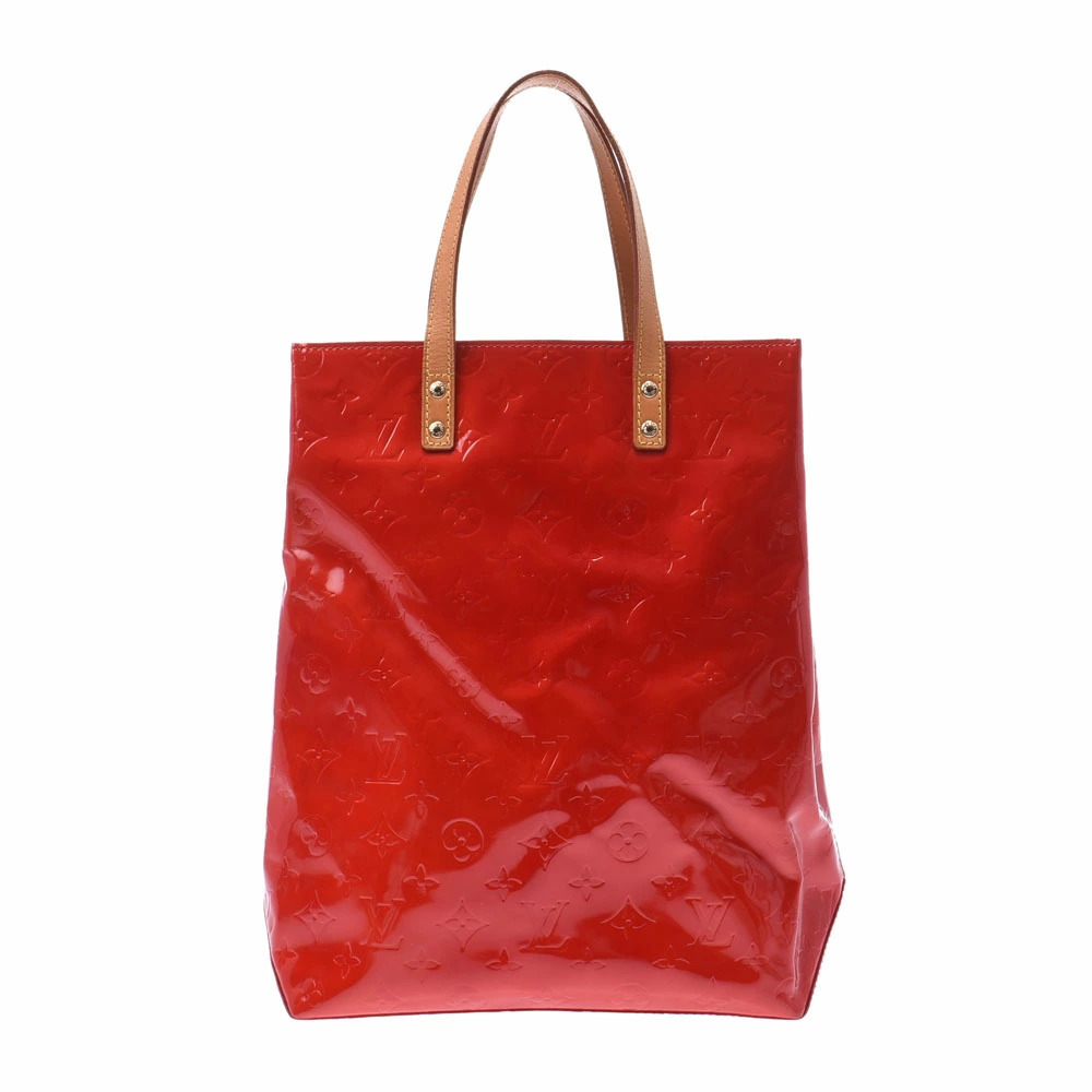 LOUIS VUITTON Vernis Lead Tote Bag Rouge Monogram Handbag
